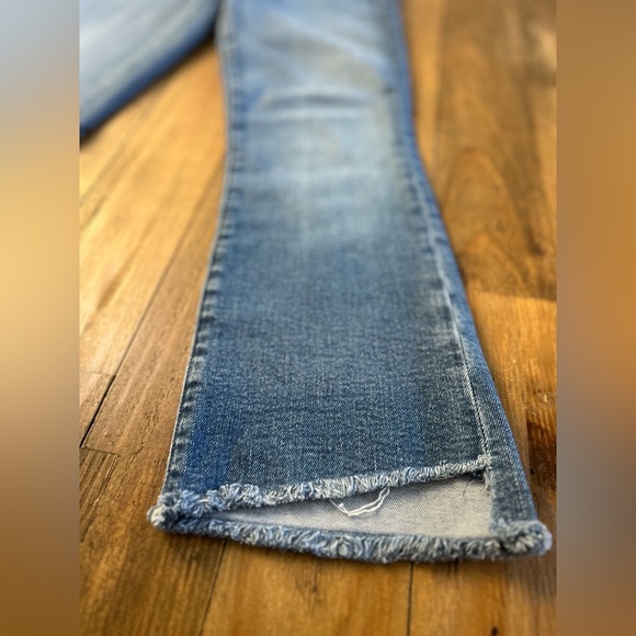 MOTHER  The Insider Crop Step Fray Light Blue Flare Jeans for Women - Picture 9 of 15